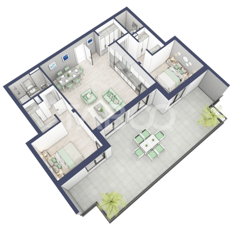 Apartament etaj retras 74mpu 3camere terasa 46mp bloc cu lift Turnisor - 2