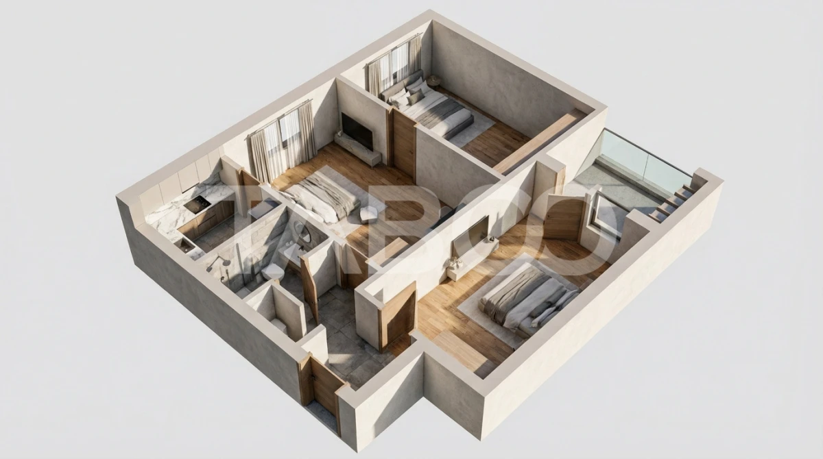 Apartament 3 camere etaj intermediar mobilat balcon zona Tiglari Sibiu - 8