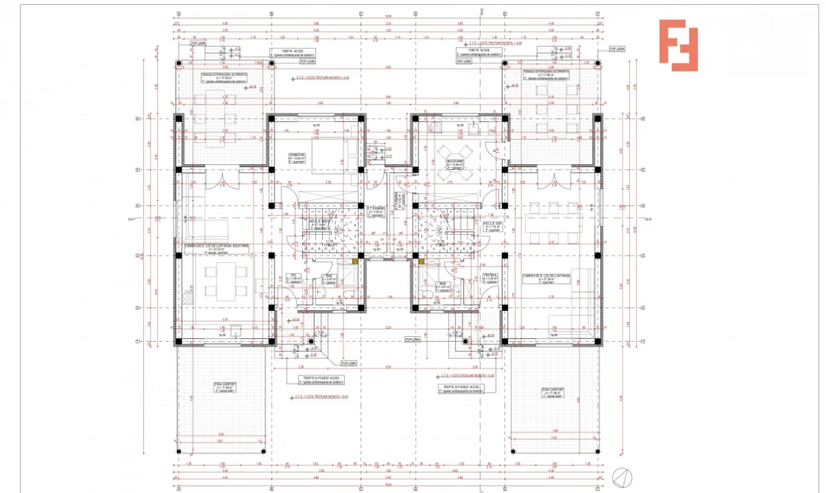 Duplex cu 5 camere, despartit prin camera tehnica - 365 mp teren - 10