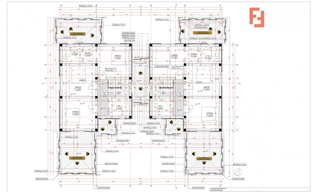 Duplex cu 5 camere, despartit prin camera tehnica - 365 mp teren - 9
