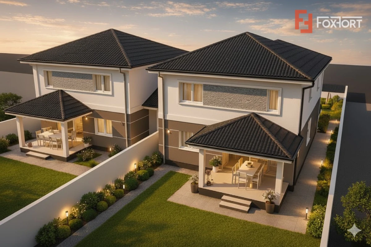 Duplex cu 5 camere, despartit prin camera tehnica - 365 mp teren - 7