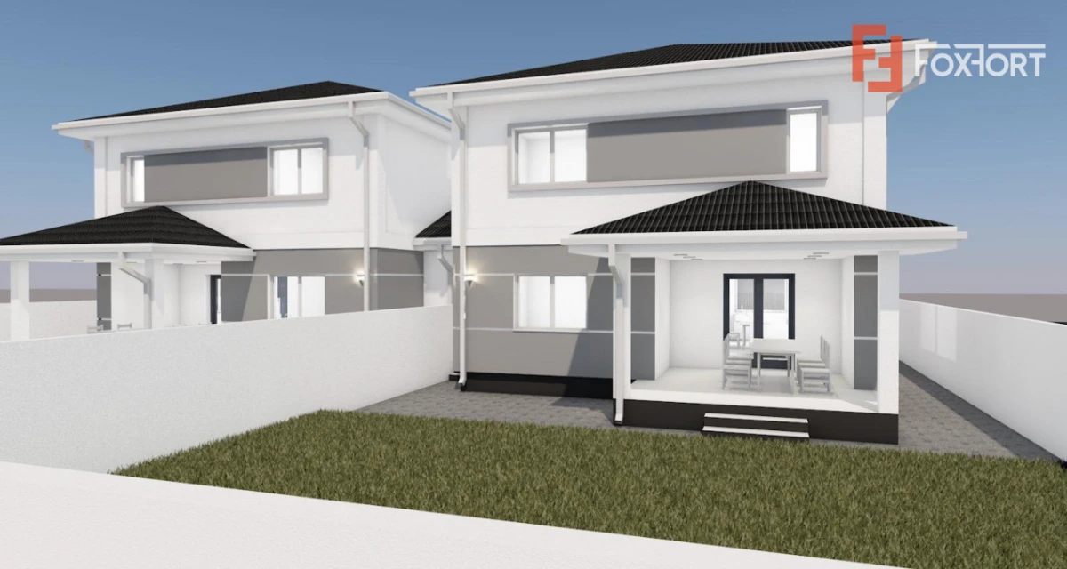 Duplex cu 5 camere, despartit prin camera tehnica - 365 mp teren - 5