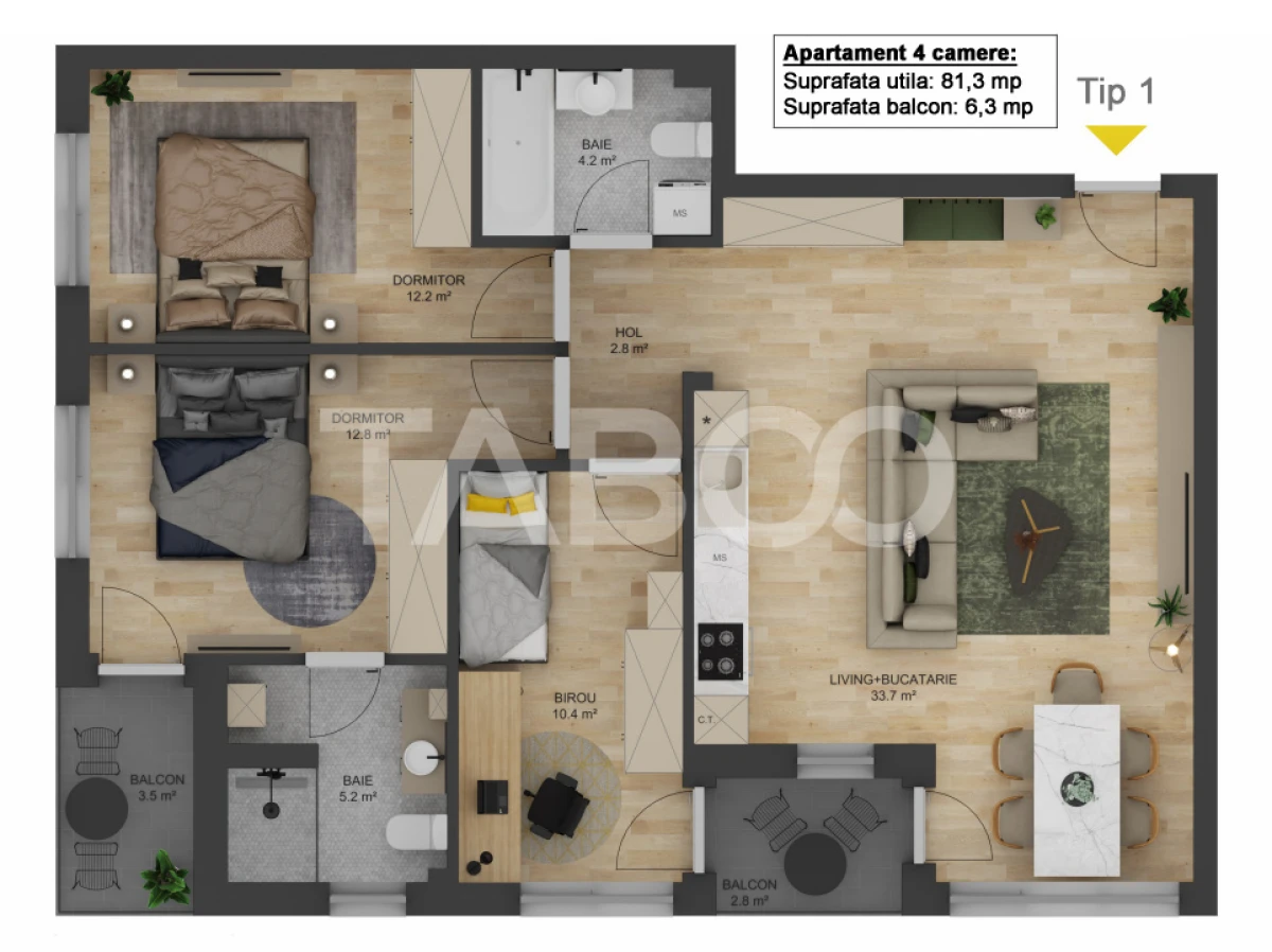 COMISION 0% Apartament 4 camere 81 mpu LOC PARCARE zona Doamna Stanca - 2