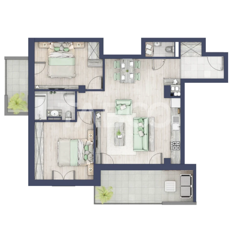 Apartament 3 camere 2 bai ETAJ 1 boxa la subsol Turnisor - 2