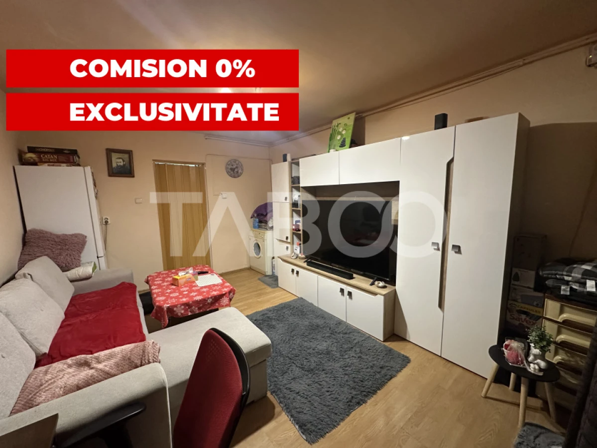 Garsoniera mobilata si utilata la etaj 2 zona Broscarie Sibiu - 1