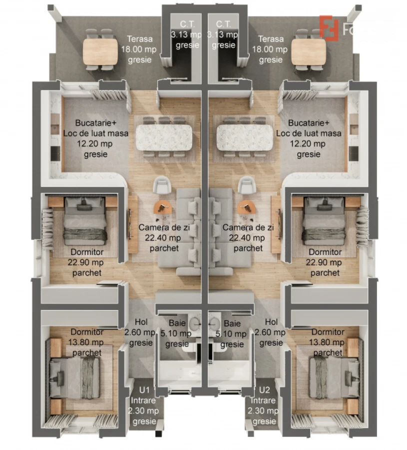 Duplex de vanzare 3 camere + pod mansardabil - Mosnita Veche - 2