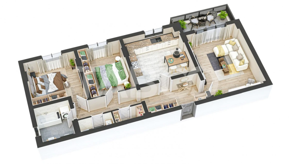 Apartament 84 mpu 3 camere decomandate 2 bai balcon Sibiu COMISION 0% - 5