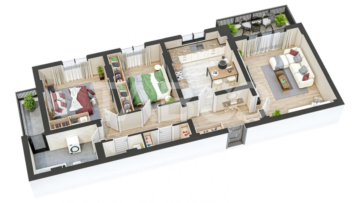 Apartament 82 mpu 3 camere decomandate 2 bai 2 balcoane in Sibiu - 5