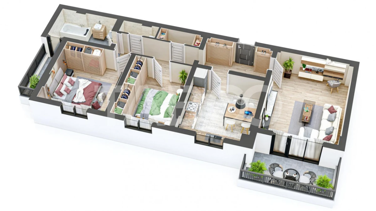 Apartament 82 mpu 3 camere decomandate 2 bai 2 balcoane in Sibiu - 4