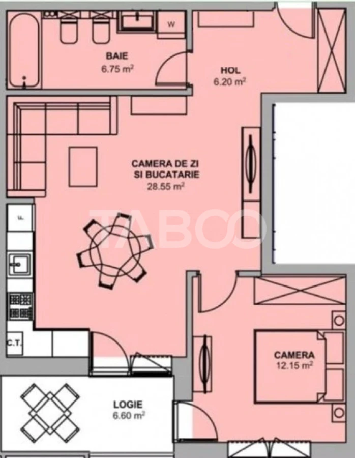 Apartament de 54 mpu 2 camere balcon loc parcare Doamna Stanca Sibiu - 3
