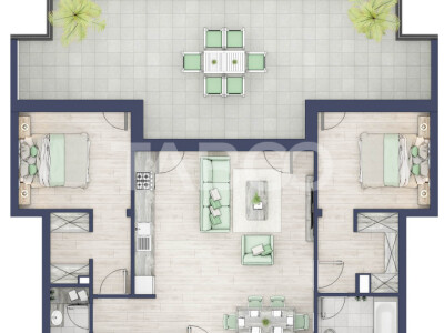 Apartament etaj retras 74mpu 3camere terasa 46mp bloc cu lift Turnisor