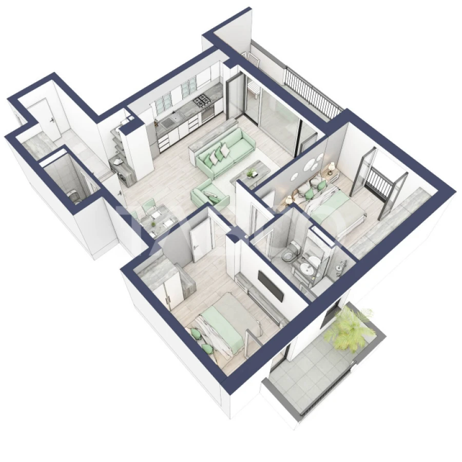 Apartament 3 camere 2 bai ETAJ 1 boxa la subsol Turnisor - 8