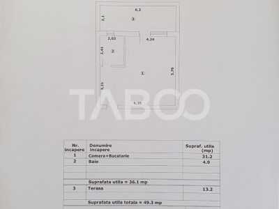 Studio de vanzare 36 mp utili + terasa 13 mp constructie noua 2025