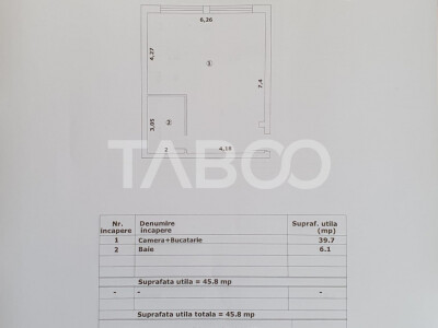 Studio de vanzare 46 mp utili constructie noua 2025