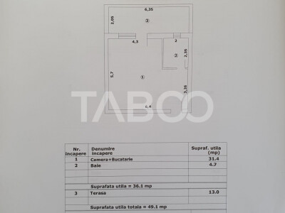 Studio de vanzare 36 mp util + terasa 13 mp finalizata 01 octombrie