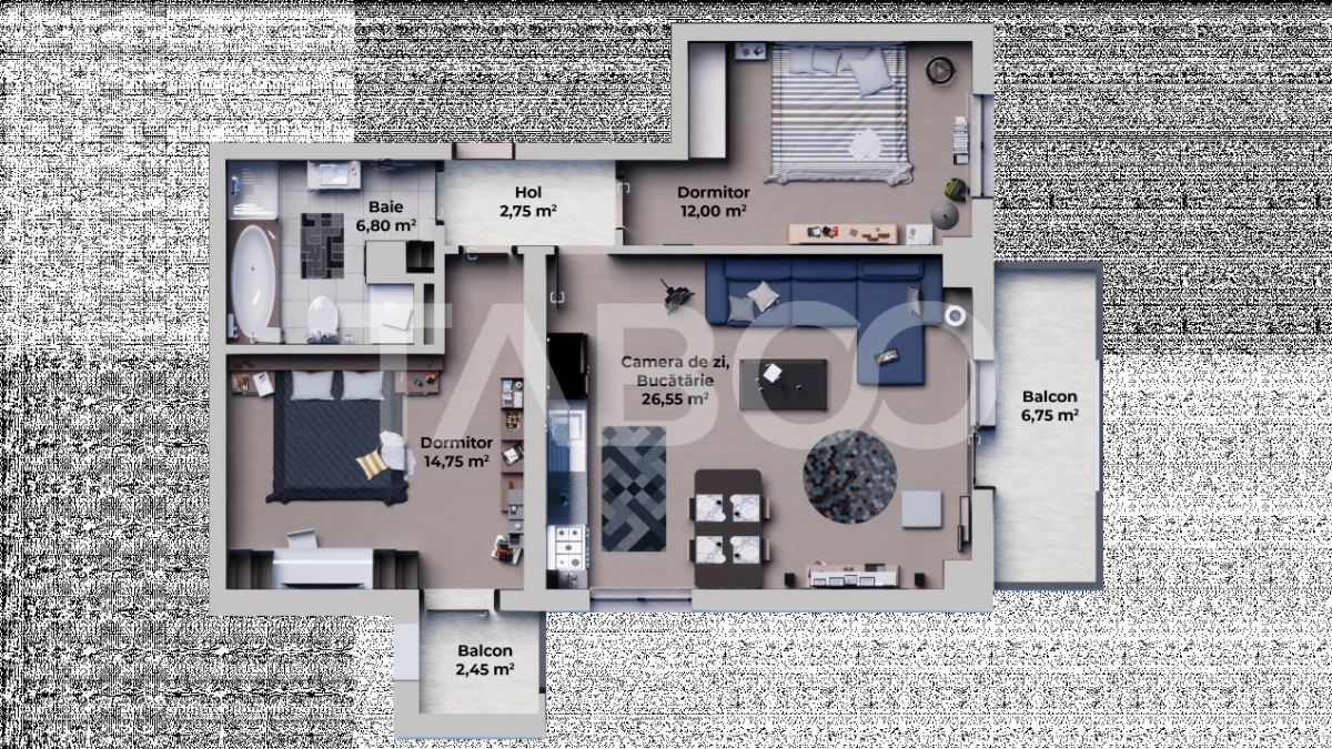 Apartament decomandat 3 camere 63 mpu balcon si 2 locuri parcare Sibiu - 9