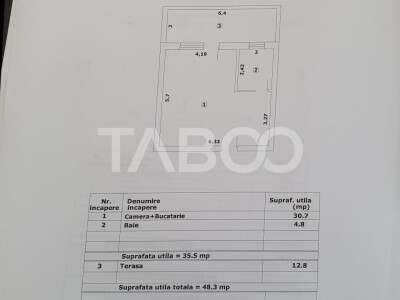 Studio de vanzare 36mp utili + terasa 13 mp constructie 2025
