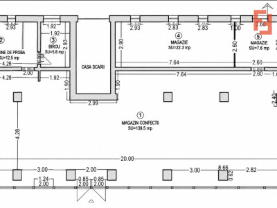 Spatiu comercial ultracentral de inchiriat, 200 mp utili, front stradal 22 ml