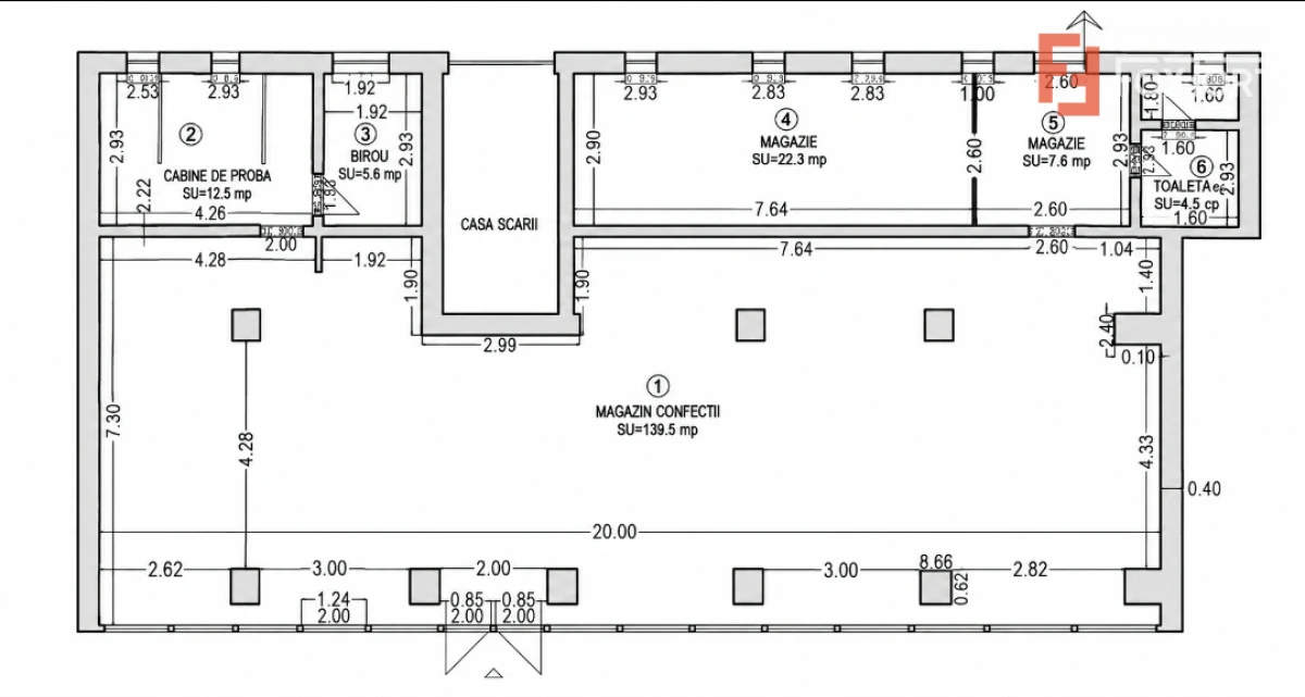 Spatiu comercial ultracentral de inchiriat, 200 mp utili, front stradal 22 ml - 1
