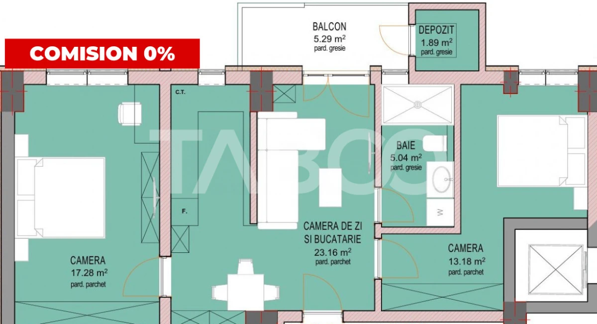 Apartament FARA COMISION 3 camere si balcon Sibiu Dna Stanca - 2