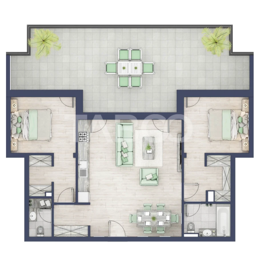 Apartament etaj retras 74mpu 3camere terasa 46mp bloc cu lift Turnisor - 1