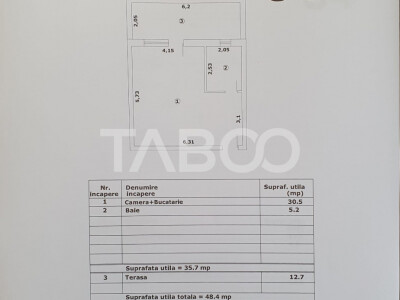 Studio in suprafata de 36 mp + terasa nou finisaje premium