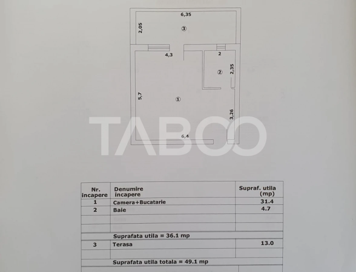 Studio de vanzare 36 mp util + terasa 13 mp finalizata 01 octombrie - 1