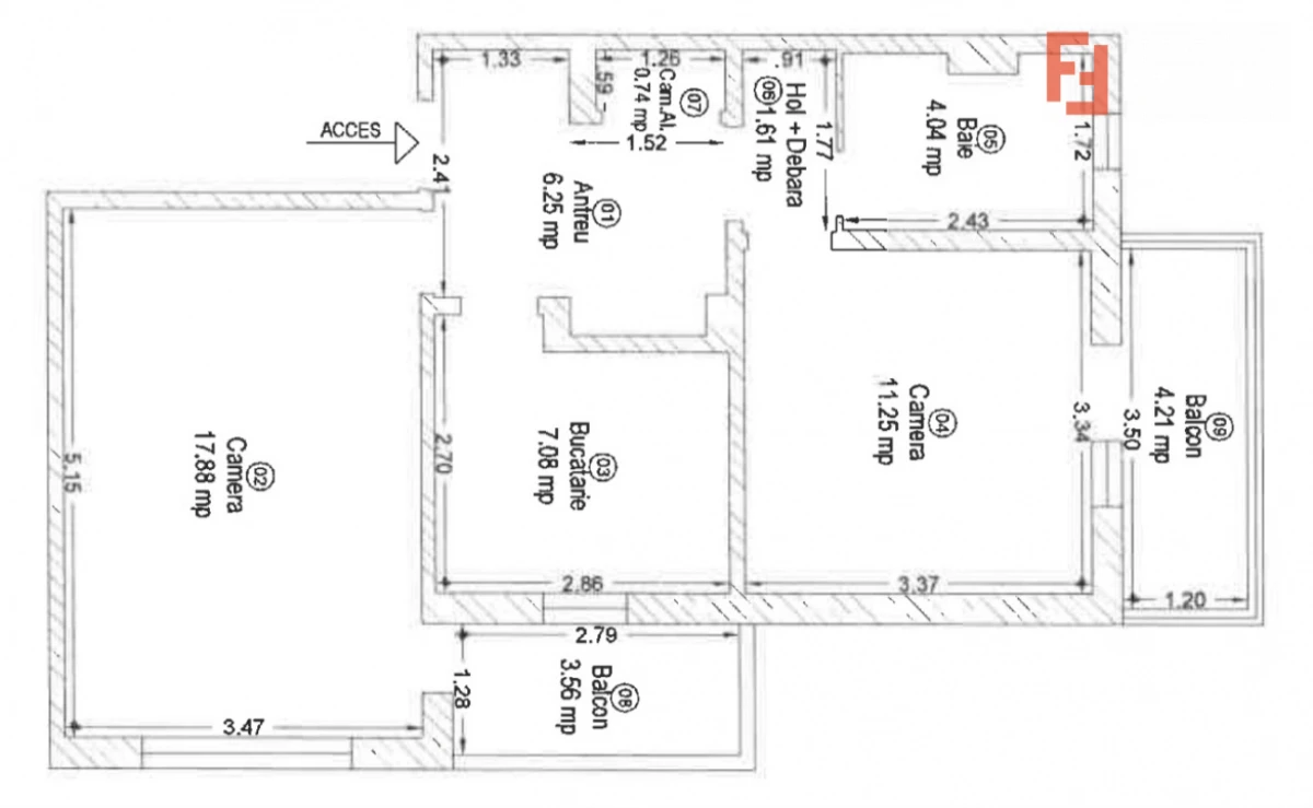 Apartament 2 camere de Vanzare, Decomandat, Micalaca, 2 Balcoane, Comision 0% - 1