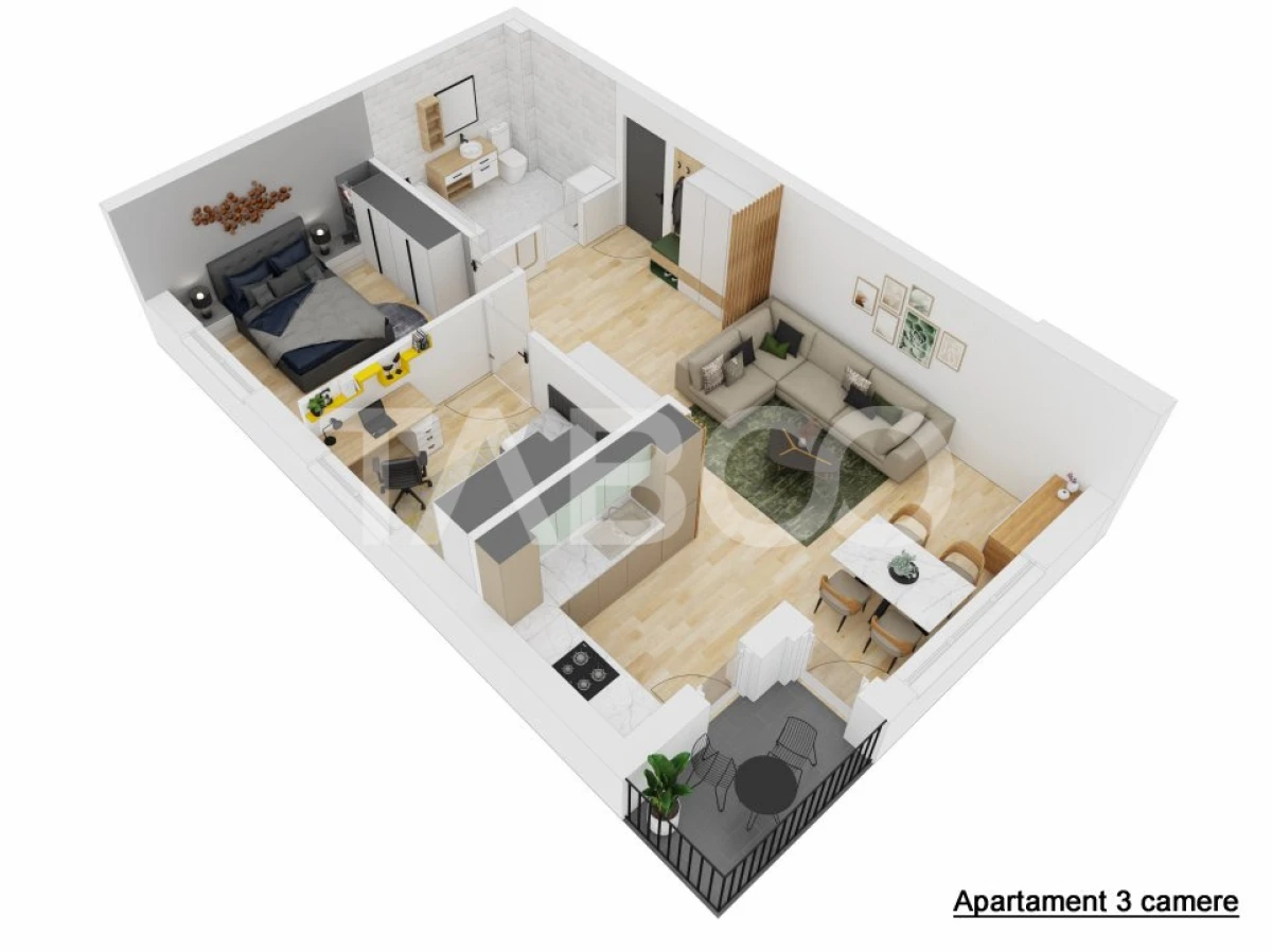 COMISION ZERO-Apartament 3 camere 66 mpu balcon Doamna Stanca Sibiu - 3