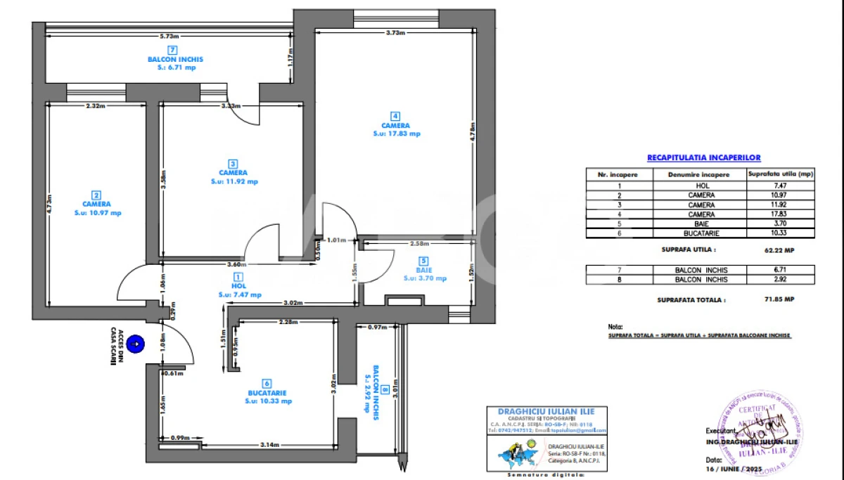 Apartament 62 mp 3 camere etaj 3 balcon pivnita Piata Noua Cisnadie - 3