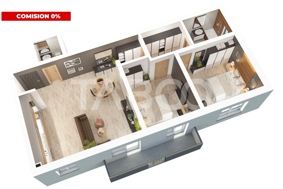 Apartament 3 camere decomandat 73mp 2 bai Comision 0 Doamna Stanca - 3