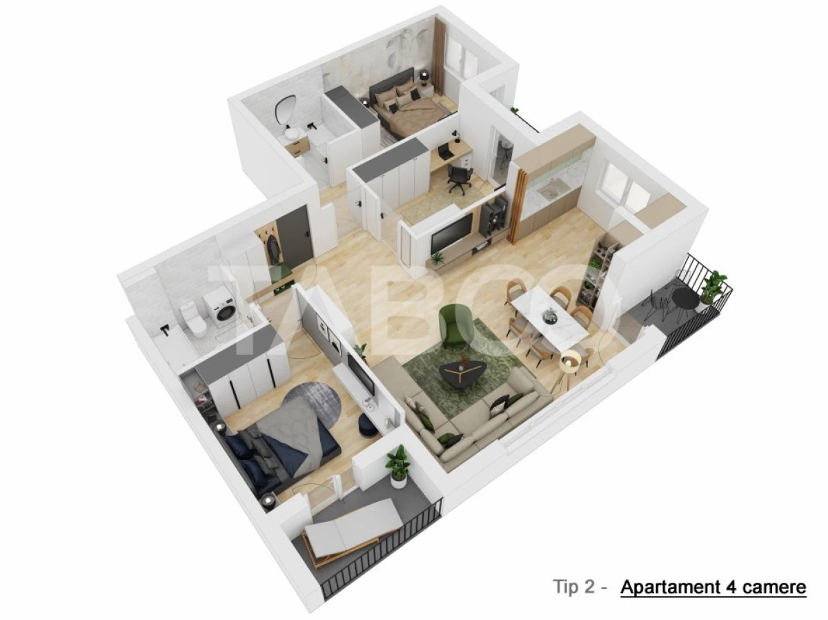 Apartament 4 camere 91 mpu 3 balcoane in Sibiu zona Doamna Stanca - 6
