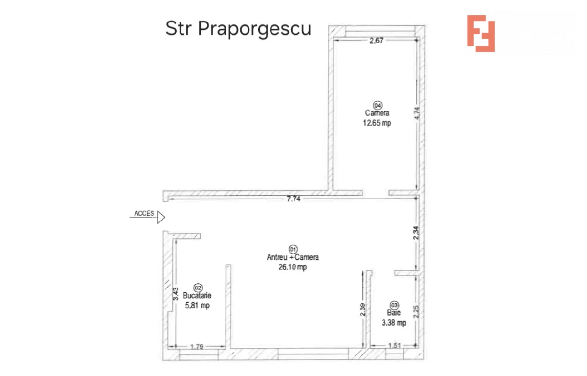 Apartament 2 camere de vanzare in Arad, Strada Praporgescu, locuinta / birou - 10