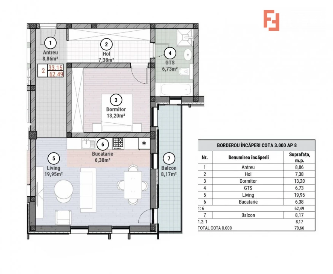 COMISION 0% Apartament cu 2 camere de 62,49 mp - Mosnita - Oportunitate - 3