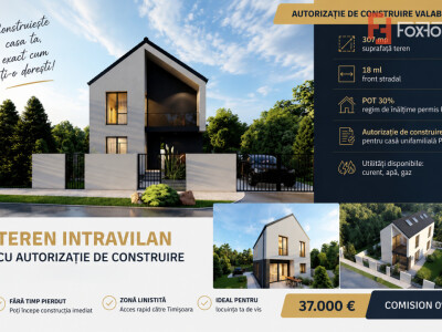 COMISION 0% | Teren intravilan 307 mp | Autorizatie de construire | Sanandrei