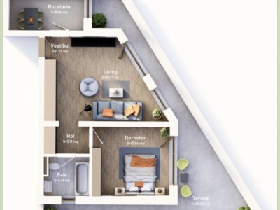 COMISION 0% Apartament cu 2 camere, terasa de 30 mp, bloc nou, zona Mehala