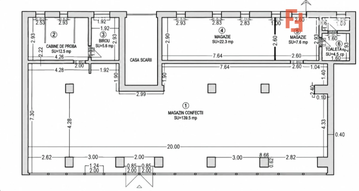 Spatiu comercial ultracentral de inchiriat, 200 mp utili, front stradal 22 ml - 1