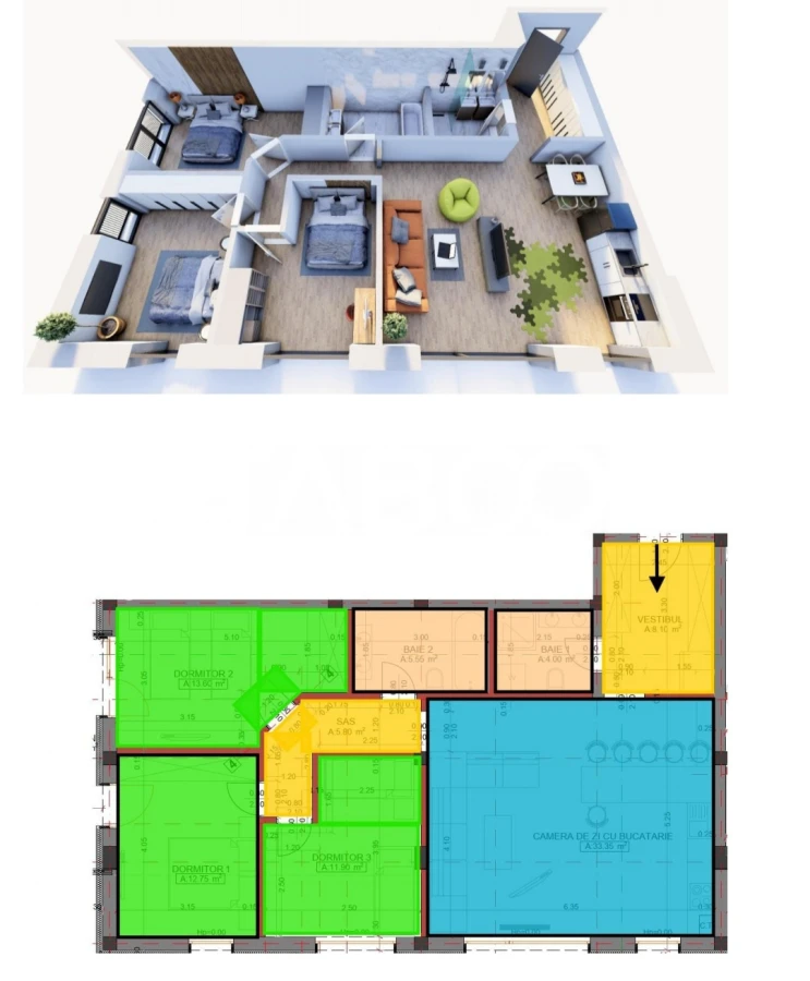 Apartament 4 camere decomanda 2 bai 95 mpu parcare Arhitectilor Sibiu - 3