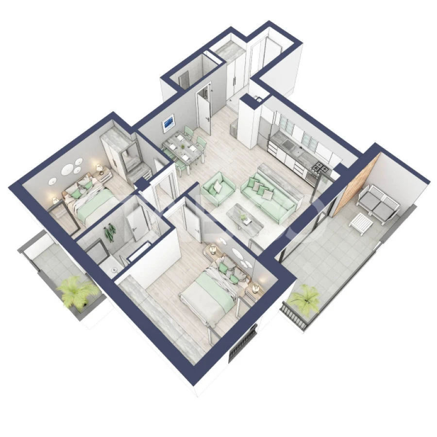 Apartament 3 camere 2 bai bloc cu lift zona de case in Turnisor - 9