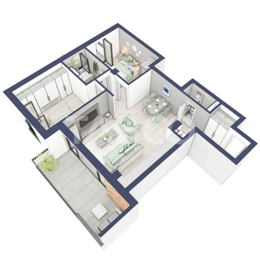 Apartament 3 camere 2 bai bloc cu lift zona de case in Turnisor - 1