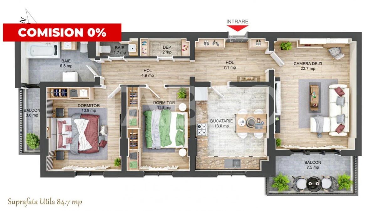 Apartament decomandat cu 3 camere 85 mpu 2 balcoane 2 bai Rahovei - 3