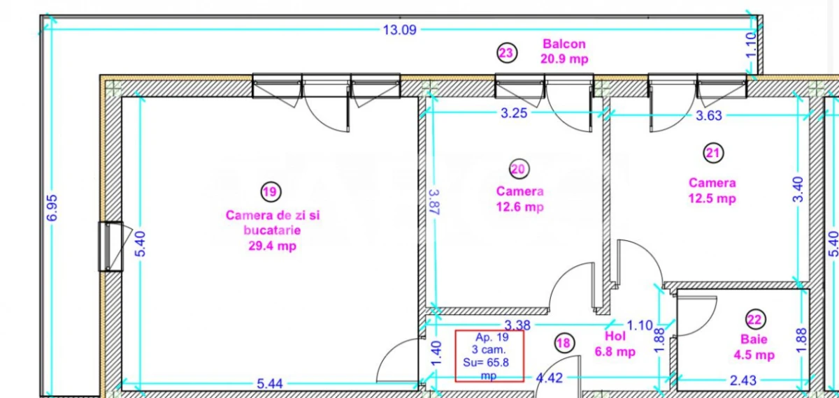 Apartament decomandat 3 camere 66 mpu balcon parcare Doamna Stanca - 4