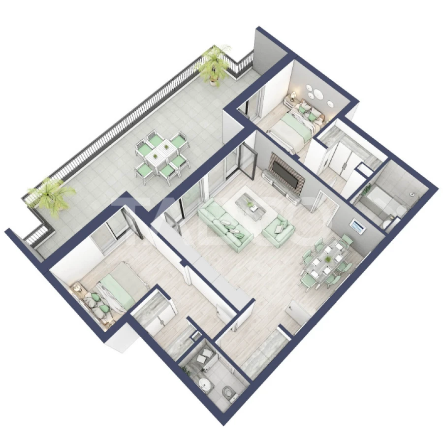 Apartament etaj retras 74mpu 3camere terasa 46mp bloc cu lift Turnisor - 3