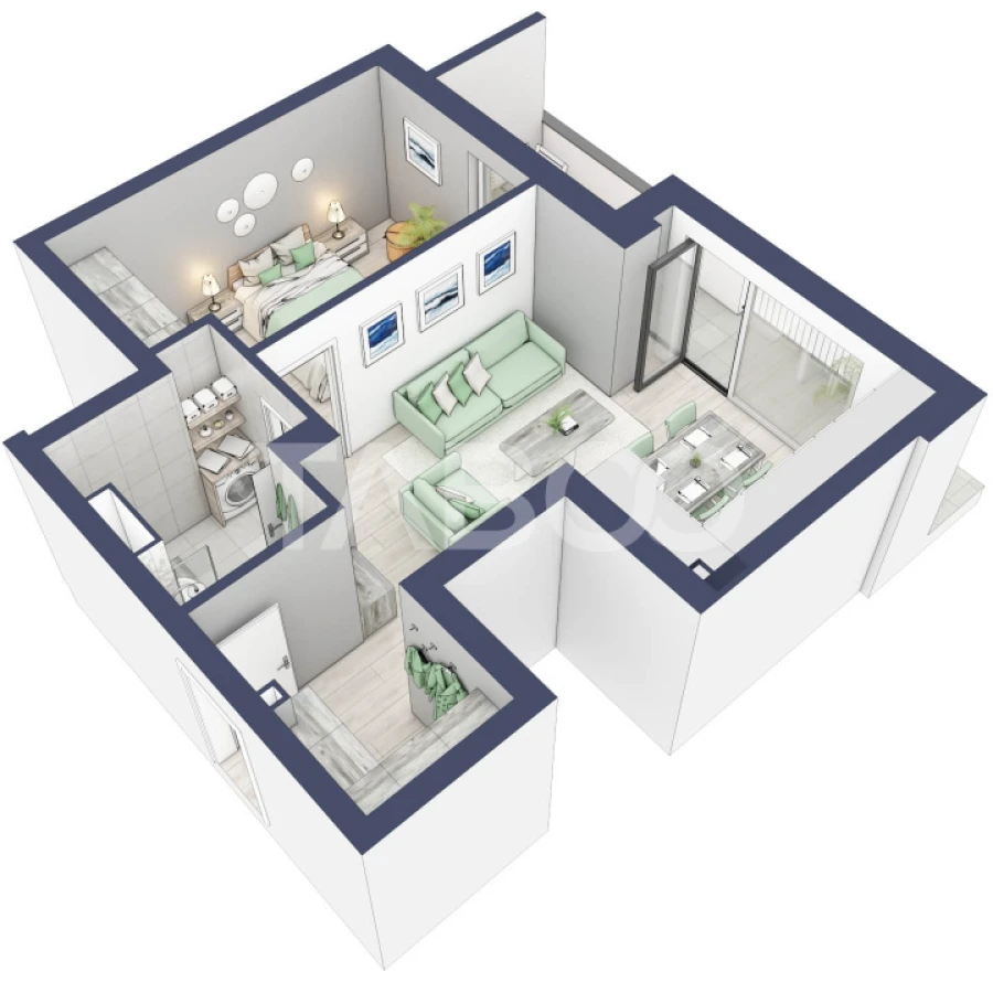 Apartament la parter cat un etaj 1 cu 47 mp utili 2 camere Turnisor - 4