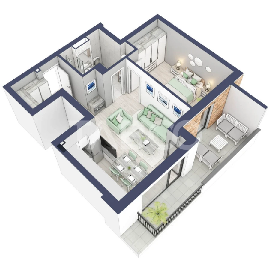 Apartament la parter cat un etaj 1 cu 47 mp utili 2 camere Turnisor - 3