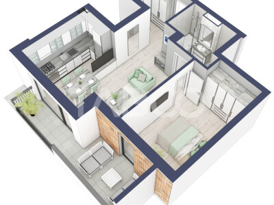 Apartament la parter cat un etaj 1 cu 47 mp utili 2 camere Turnisor