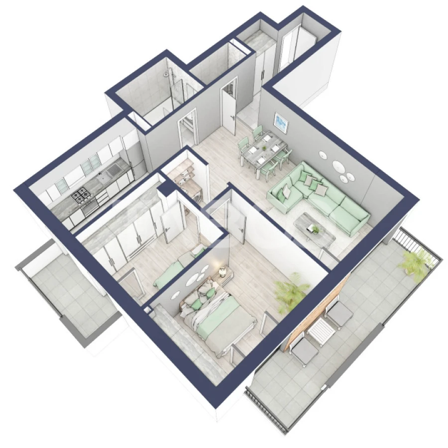 Apartament cu orientare SV 70 mpu 3 camere 2 bai bloc cu lift Turnisor - 9