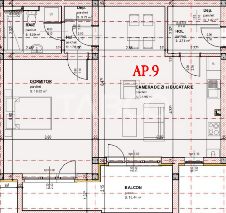 COMISION 0 -Apartament de vanzare 61 mpu 2 camere balcon orientare S - 5
