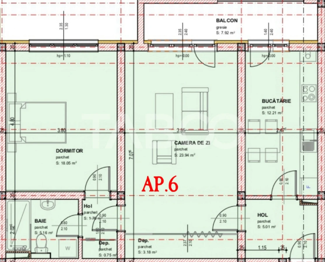 Apartament decoamandat 2 camere 71 mpu dressing balcon Selimbar etaj 1 - 6