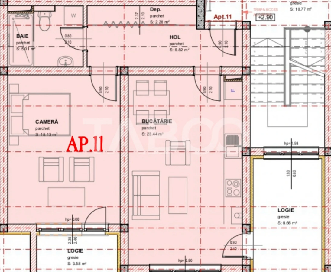 Apartament decomandat de vanzare 52 mpu 2 camere 2 logii loc parcare - 4